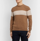 Loro Piana - Slim-Fit Striped Ribbed Cashmere Sweater - Brown