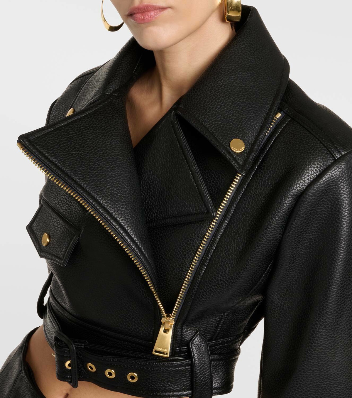 Simkhai Cropped leather biker jacket