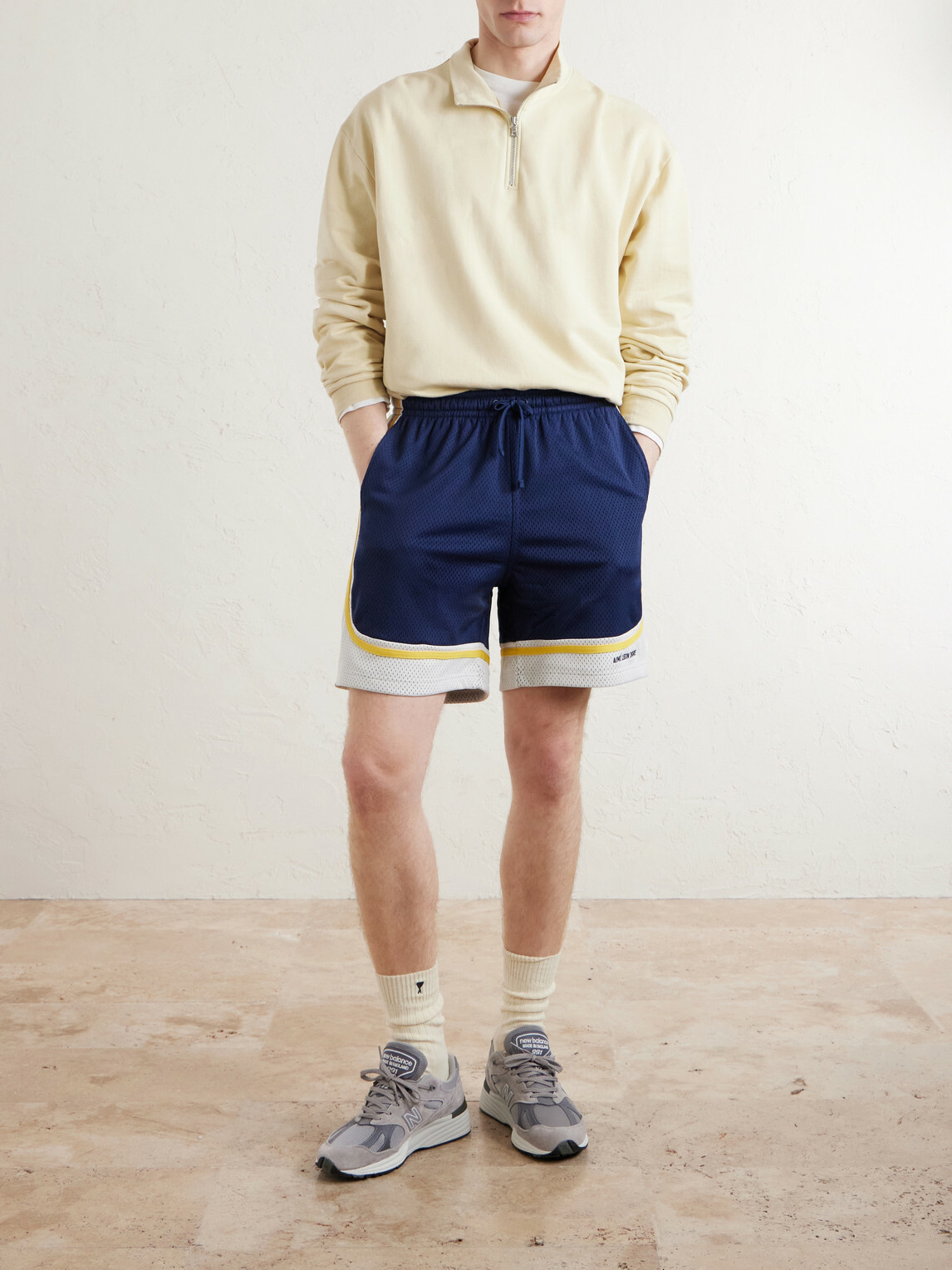 Aimé Leon Dore - Novelty Straight-Leg Logo-Embroidered Mesh Drawstring Shorts - Blue