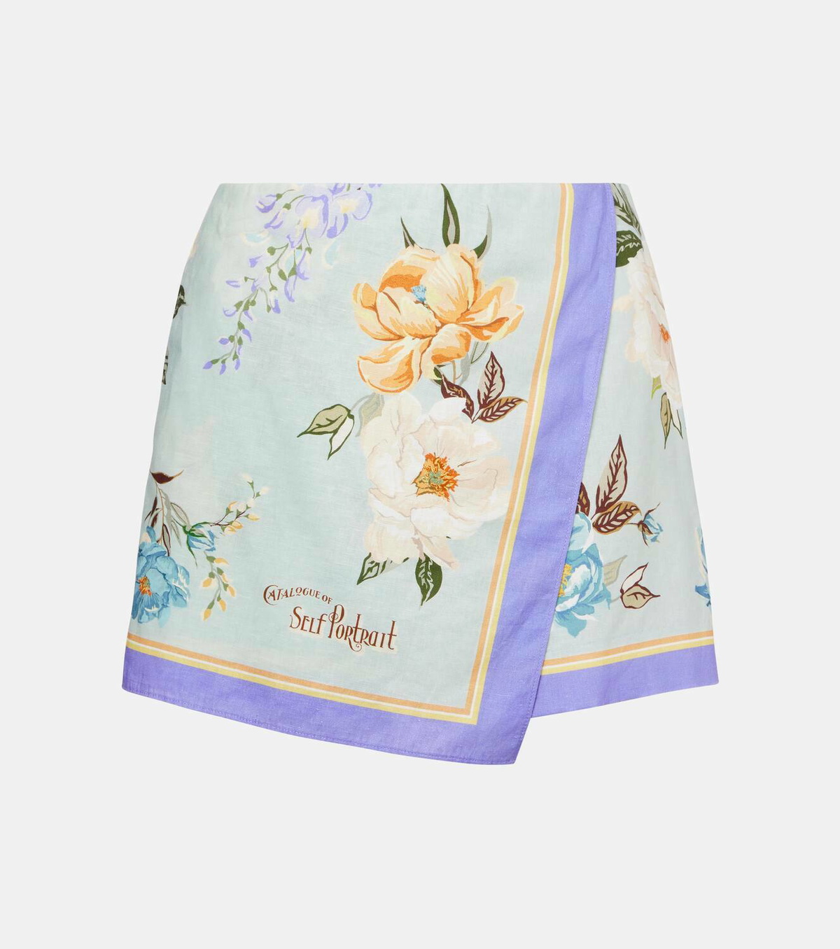 Self-Portrait Floral linen and cotton shorts