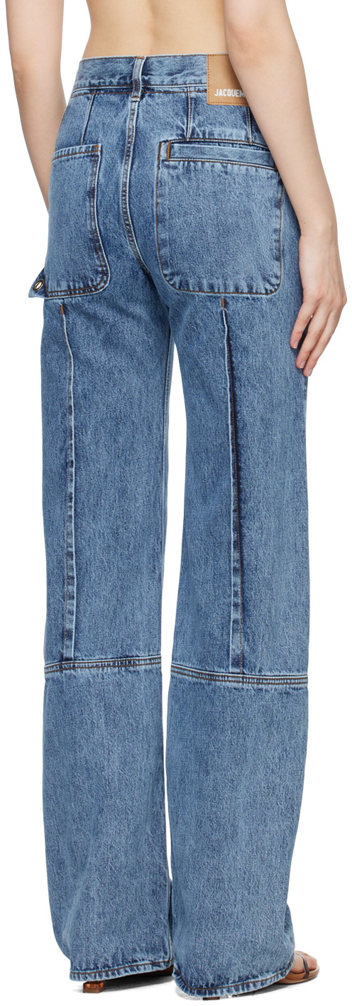 jacquemus LE RAPHIA ストレートデニム ライトブルー Jacquemus Blue Le Raphia 'Le De Nimes Bordado' Jeans Jacquemus