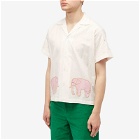 Bode Men's Tiny Zoo Vacation Shirt in Pink/White