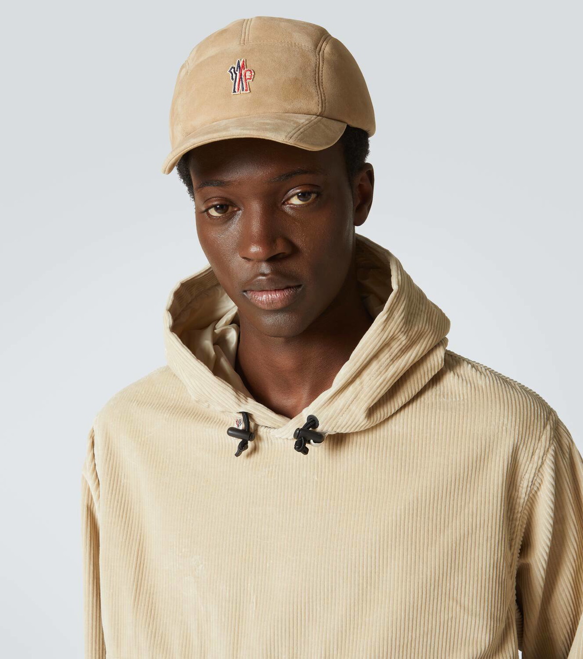 Moncler Grenoble Logo shearling-lined leather baseball cap