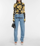 Vetements Printed jersey turtleneck top with gloves