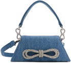 MACH & MACH Blue Mini Double Bow Samantha Bag