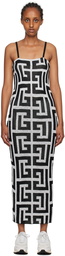 Balmain Black & White Monogram Midi Dress