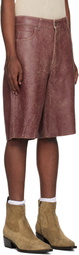 GUESS USA Burgundy Crackle Leather Shorts
