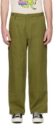 Brain Dead Khaki Double Knee Utility Trousers