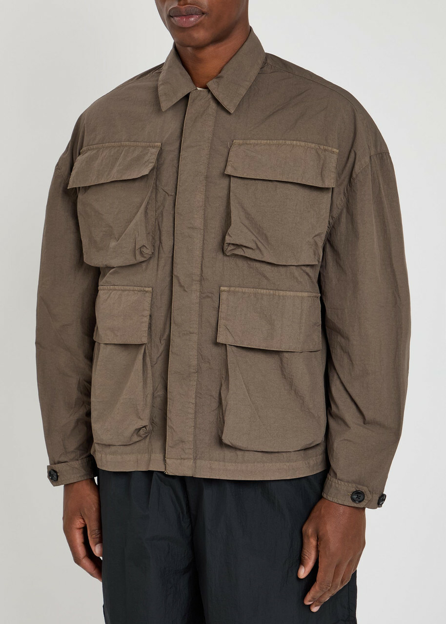Mki Miyuki Zoku Crinkled Nylon Overshirt Khaki