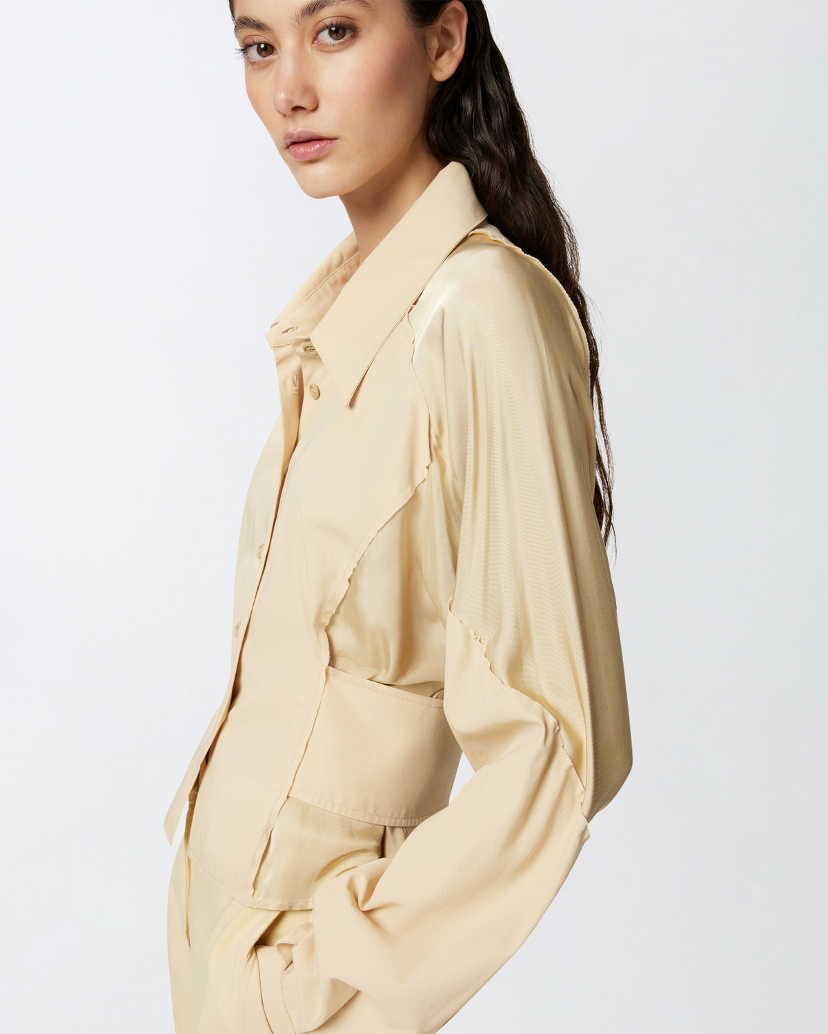 Pinko Habotai And Cotton Shirt With Belt Light Brown