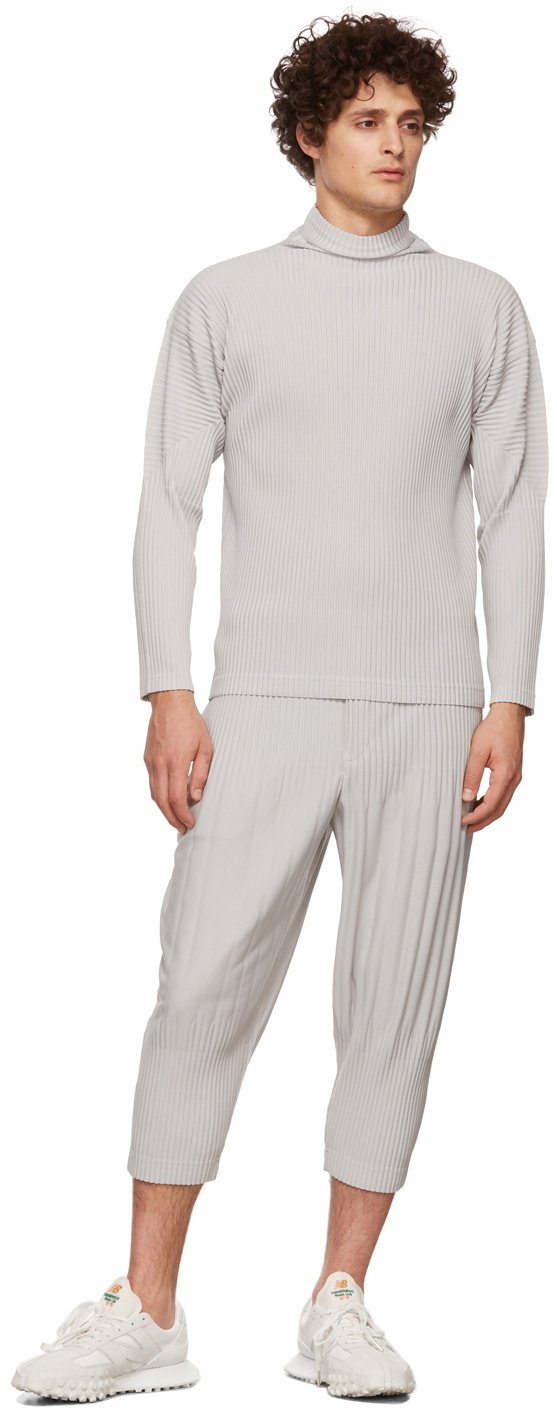 HOMME PLISSE ISSEY polyester stripe Pants HP21FF332 gray 3 main image 0