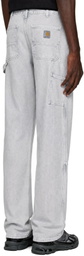 Carhartt Work In Progress Gray Double Knee Denim Trousers