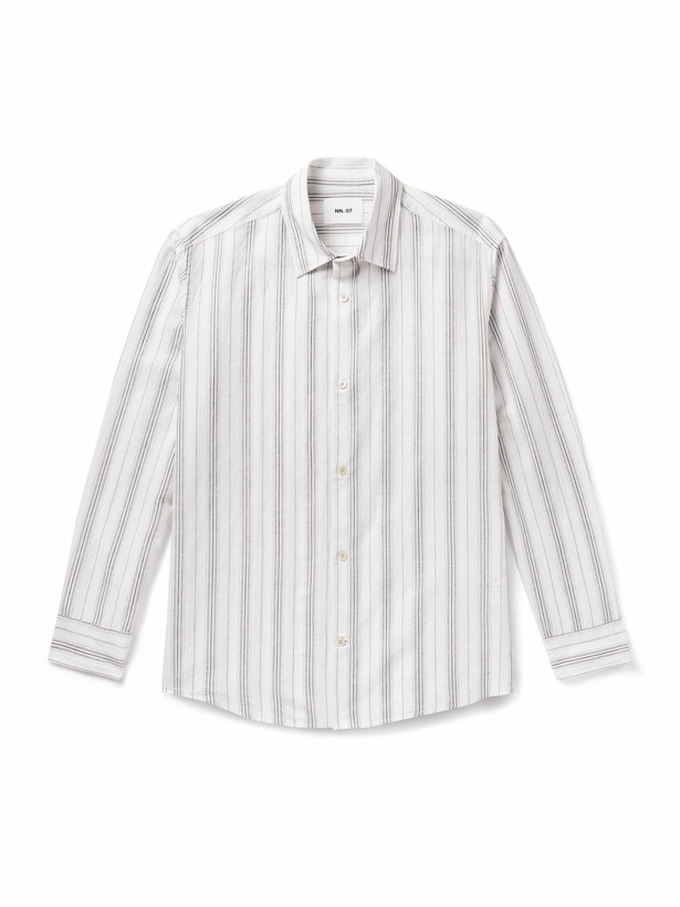 Photo: NN07 - Freddy 5327 Striped Linen and Cotton-Blend Shirt - White