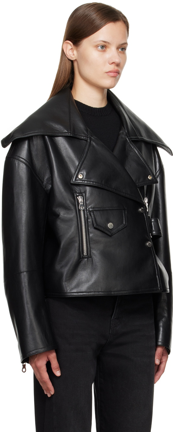 Nanushka Black Cinch Faux-Leather Jacket