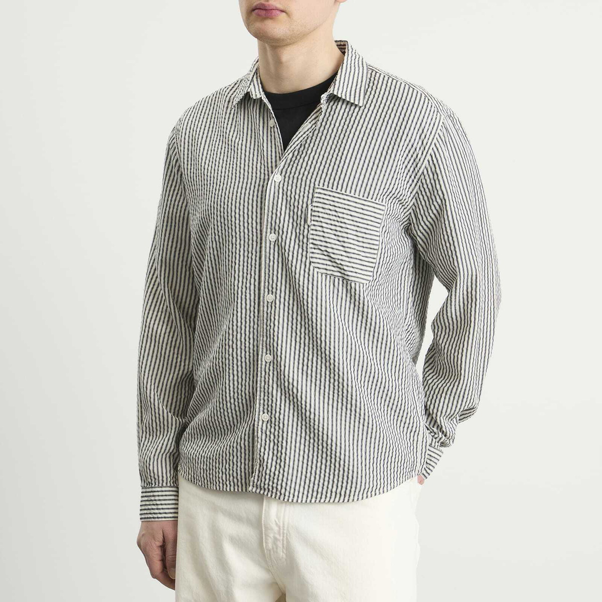 YMC Men's Seersucker Stripe Curtis Shirt in Multi
