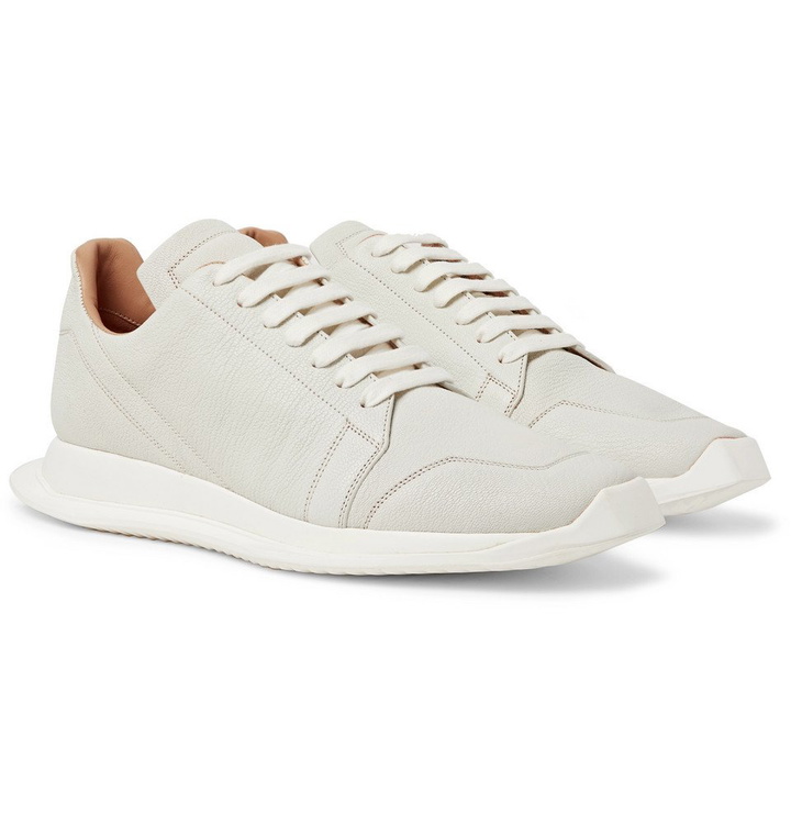 Photo: Rick Owens - Oblique Full-Grain Leather Sneakers - Men - White