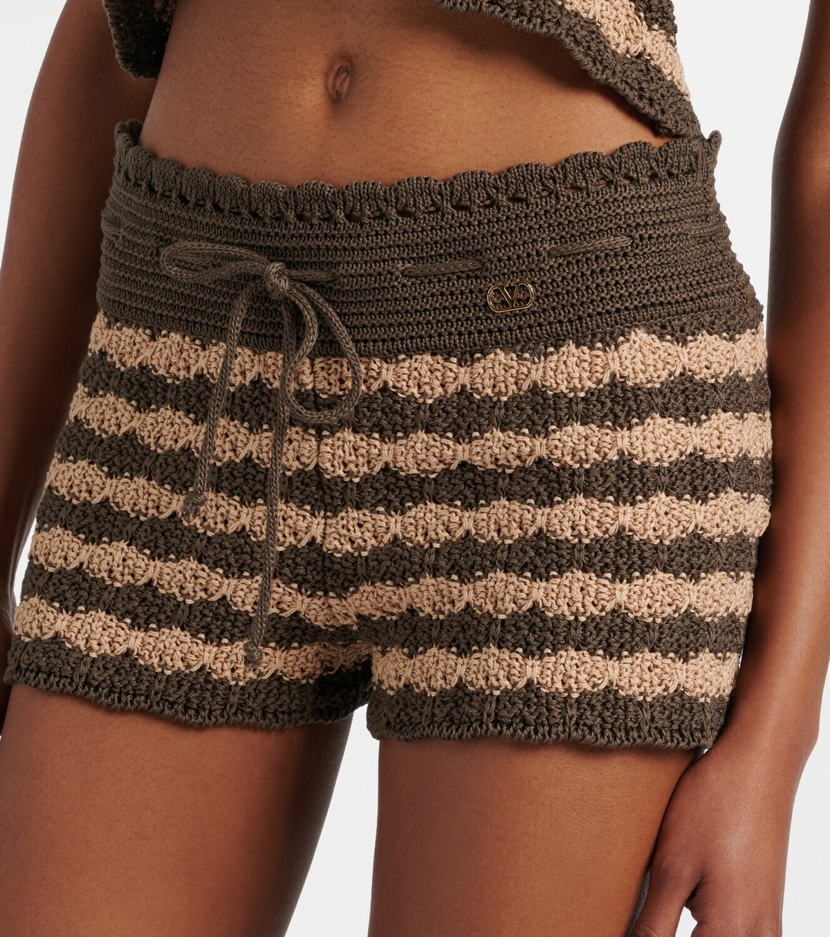 Valentino Striped knitted cotton shorts