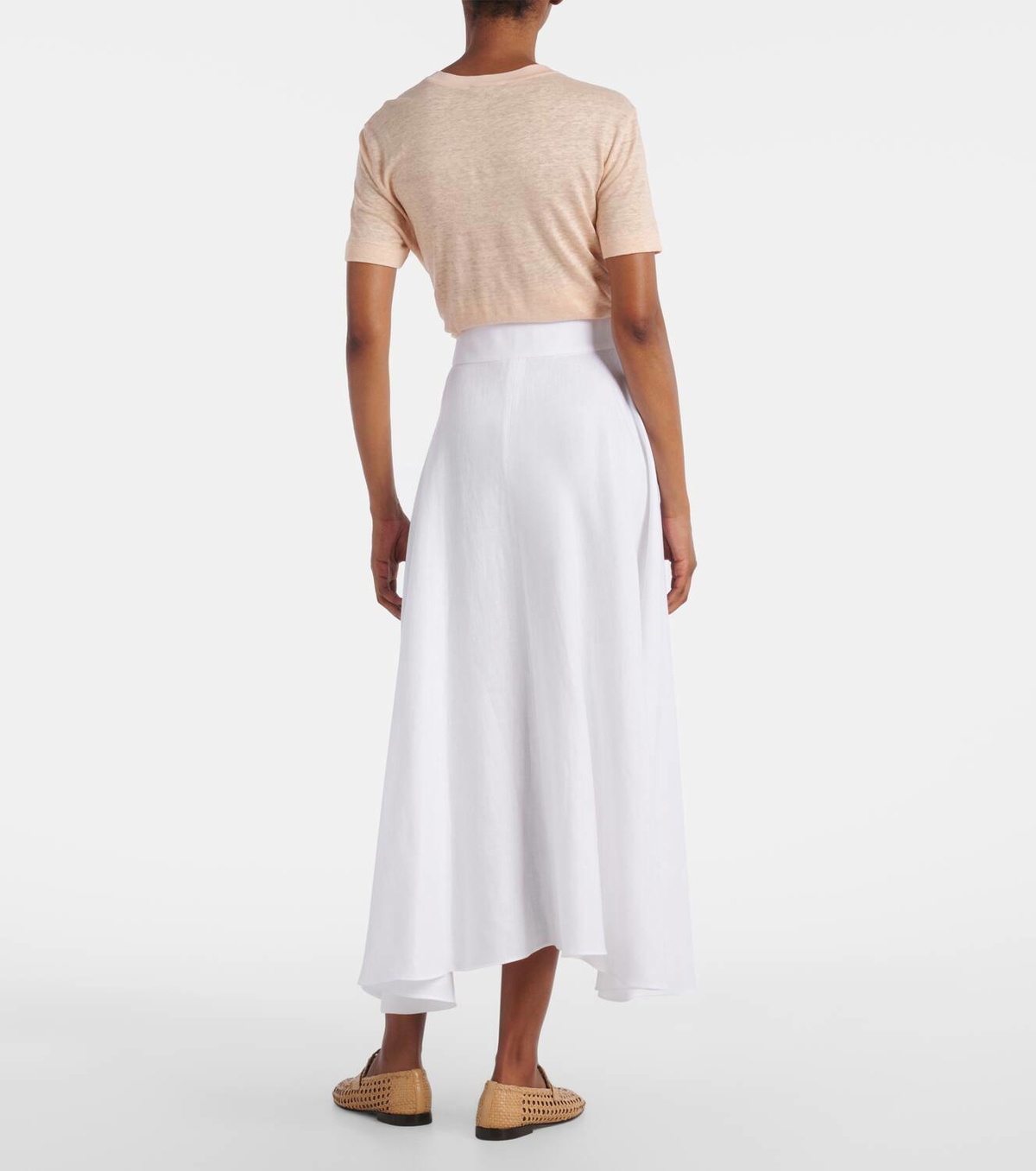 Loro Piana Petra pleated linen maxi skirt