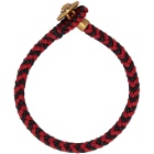 Versace Black and Red Medusa Braided Bracelet