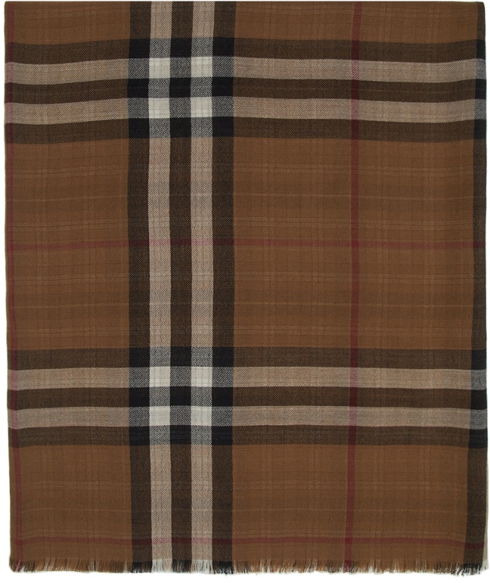 Photo: Burberry Reversible Brown Cashmere Check Scarf