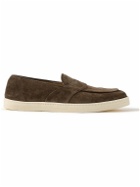 George Cleverley - Joey Suede Penny Loafers - Brown