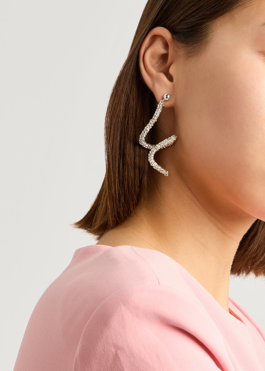 Pearl Octopuss.y Skinny Viper Embellished Earrings - Silver - One Size