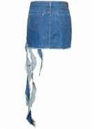 BLUMARINE - Denim Mini Skirt W/ Ruches