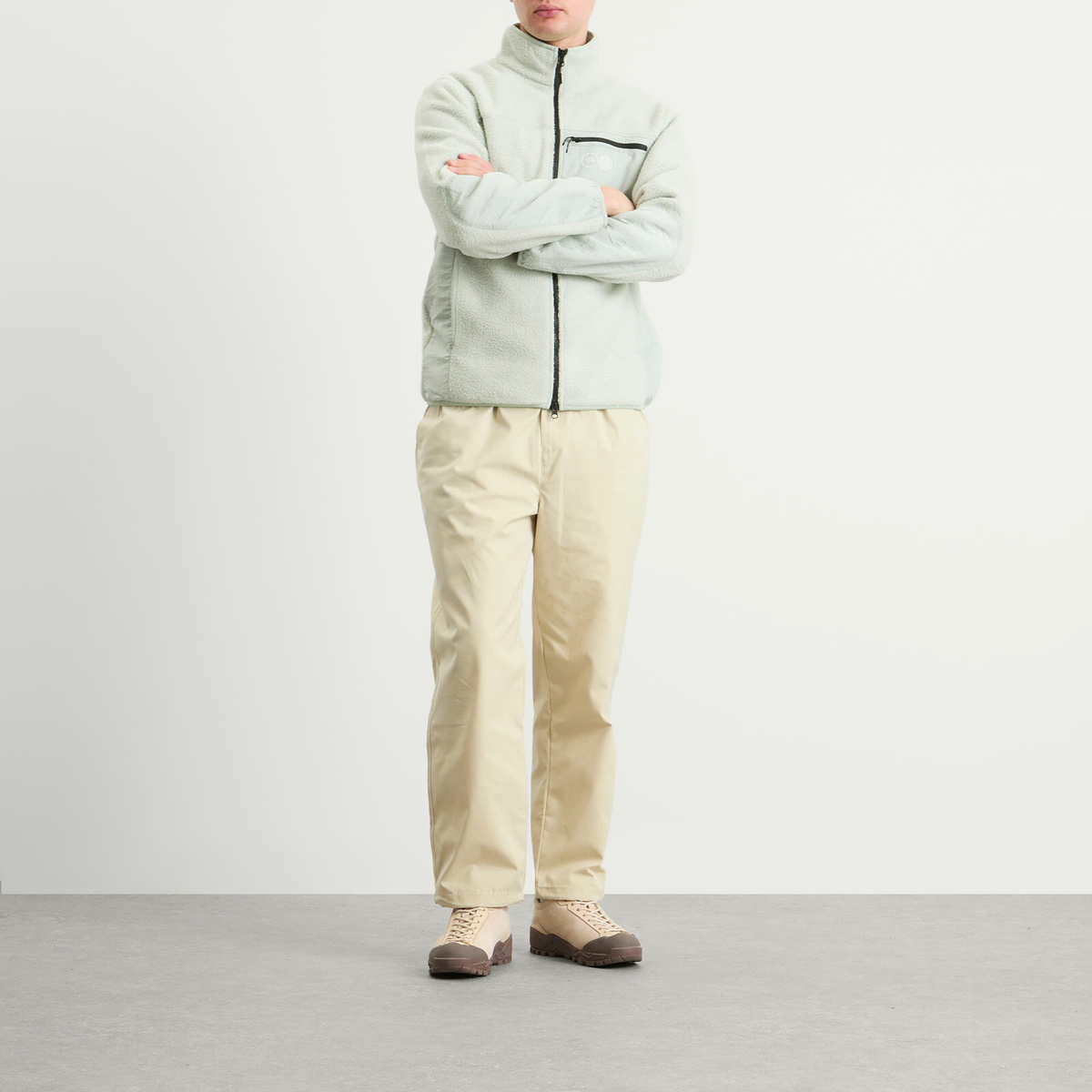 Purple Mountain Observatory Men's Borg Sherpa Fleece Jacket in Light Grey