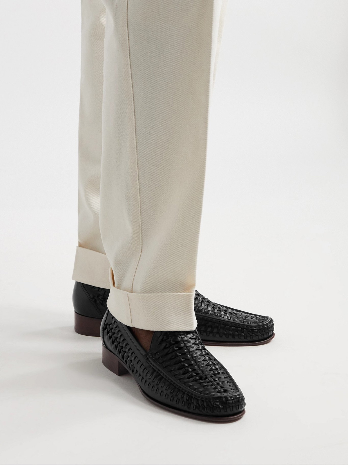 SAINT LAURENT - Swann Woven Leather Loafers - Black - EU 40 Saint 