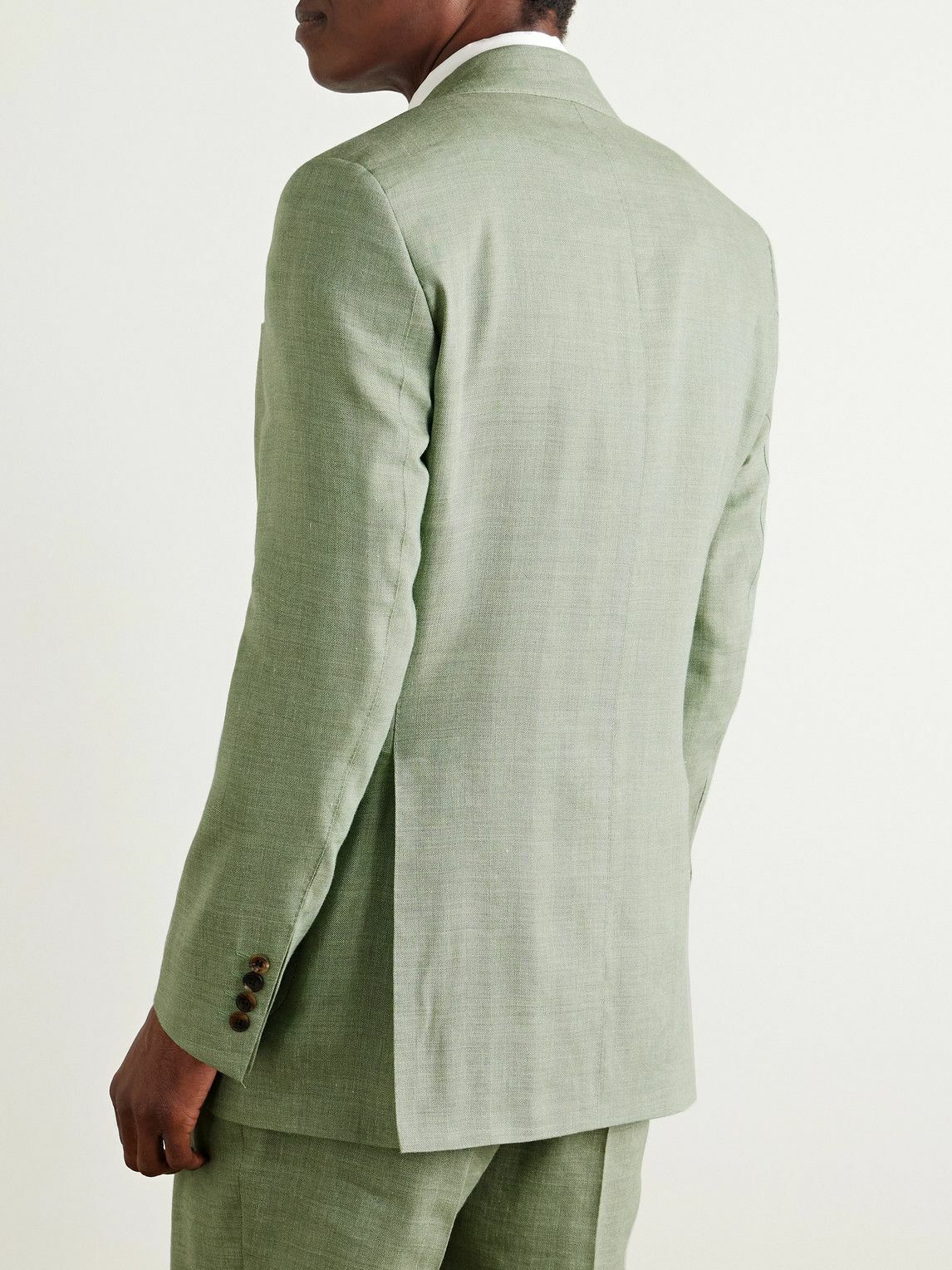 Richard James - Hepworth Double-Breasted Herringbone Linen and Wool-Blend Suit Jacket - Green