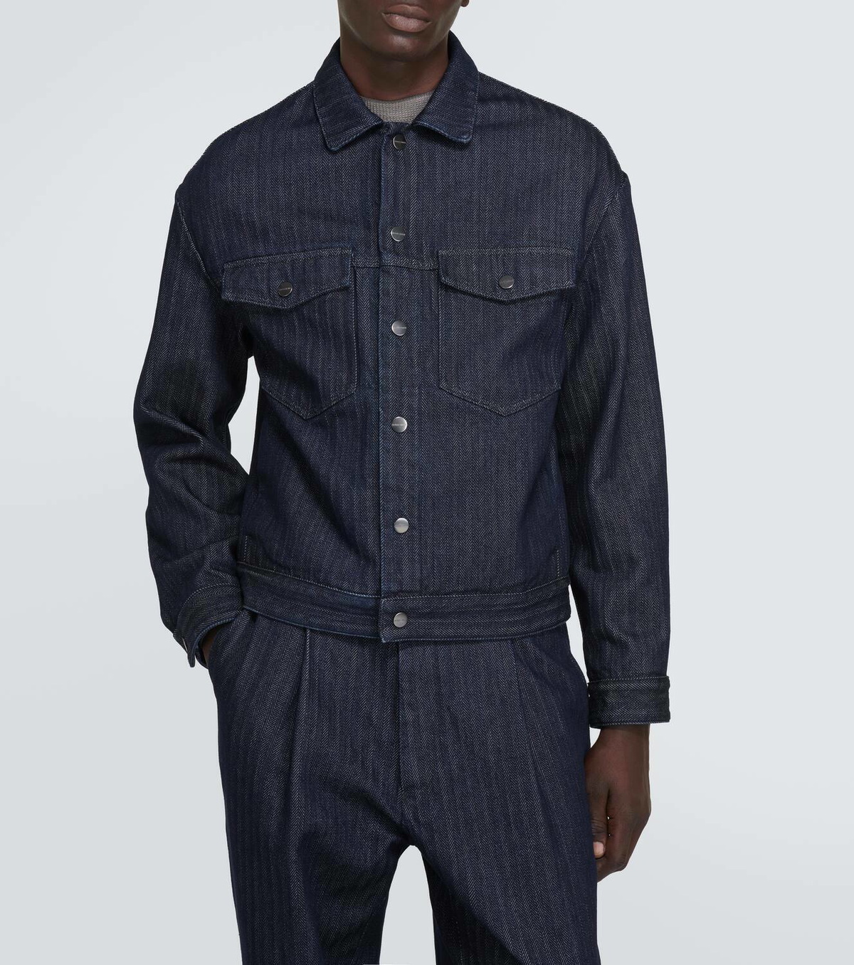 Giorgio Armani Striped herringbone denim jacket