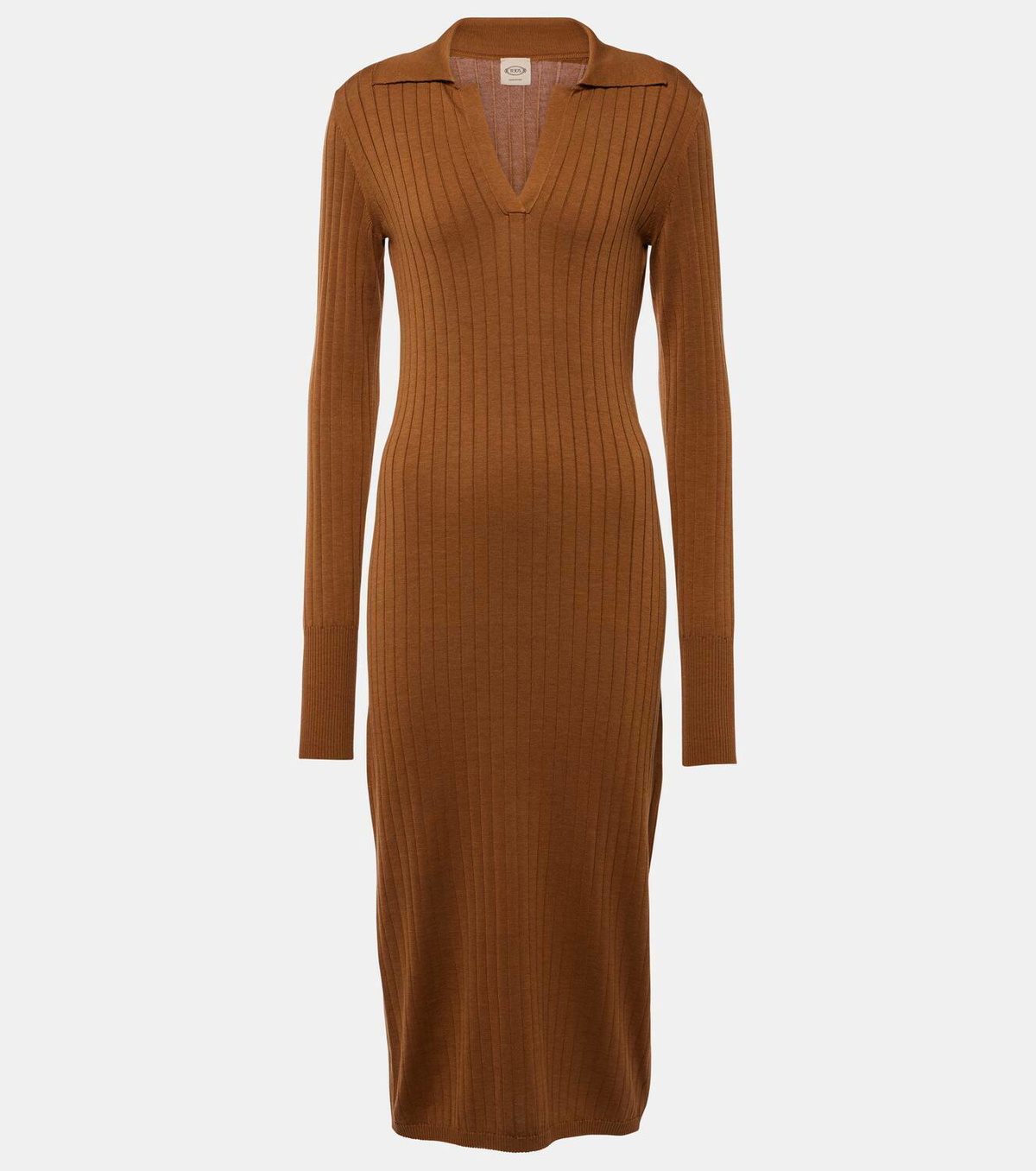 Tod's Ribbed-knit silk and cotton midi dress