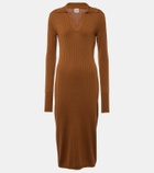 Tod's Ribbed-knit silk and cotton midi dress