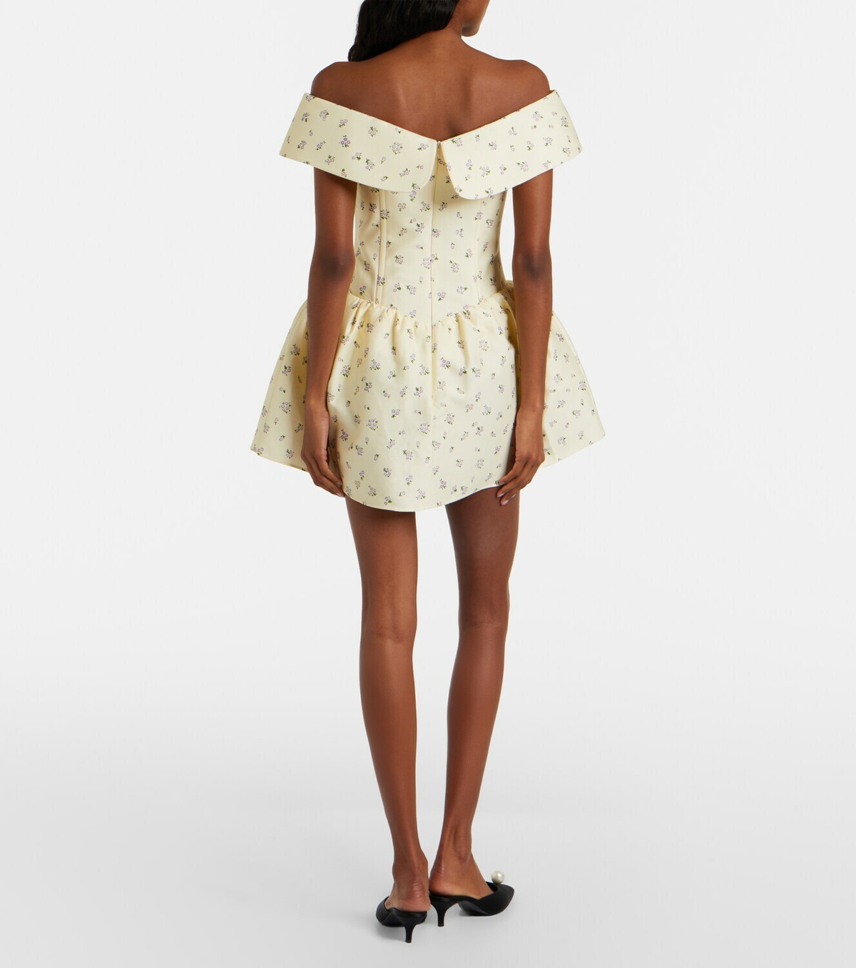Shushu/Tong Floral off-shoulder cotton and silk corset dress