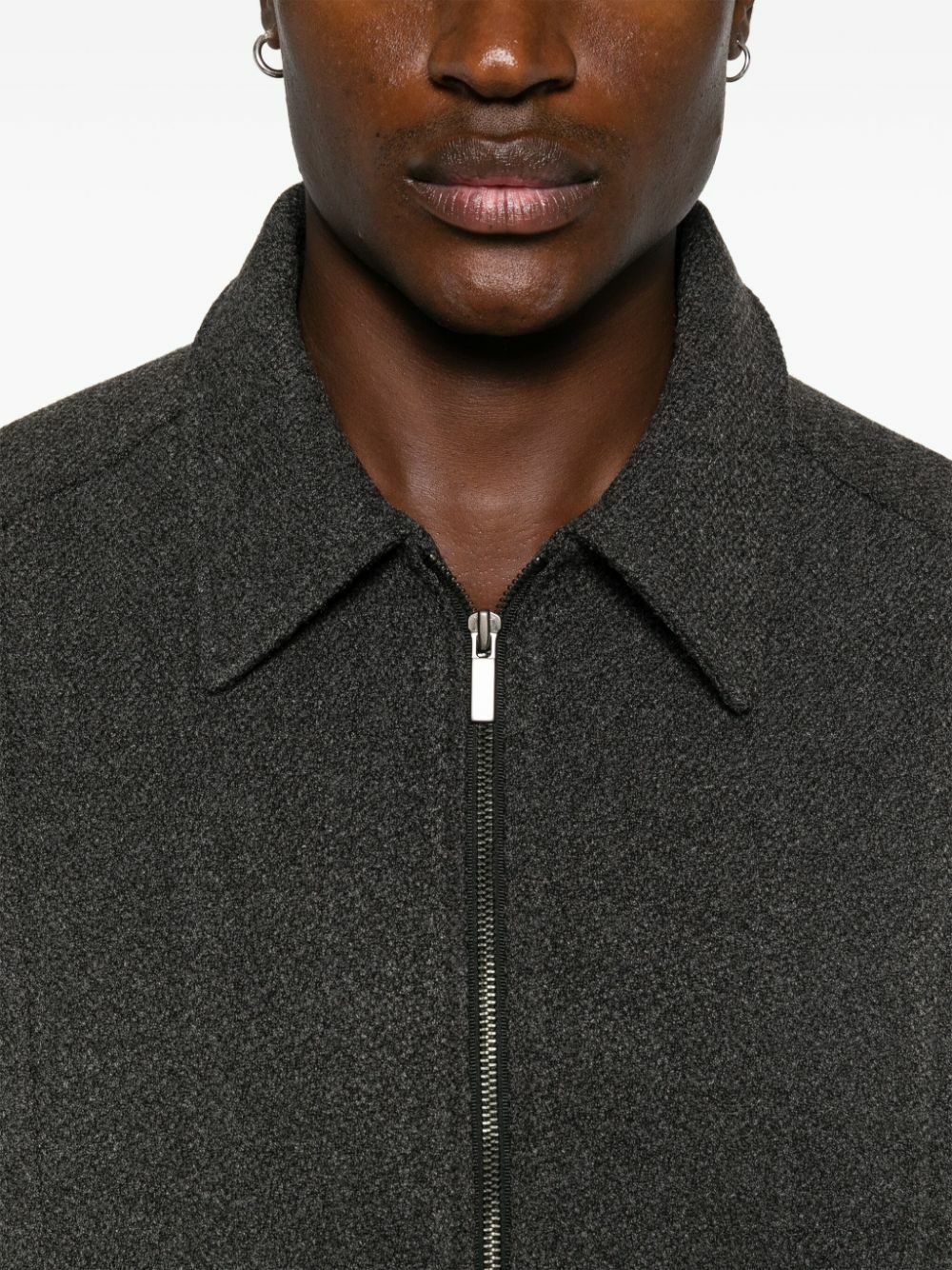The Frankie Shop Grey Bouclé Bomber Jacket