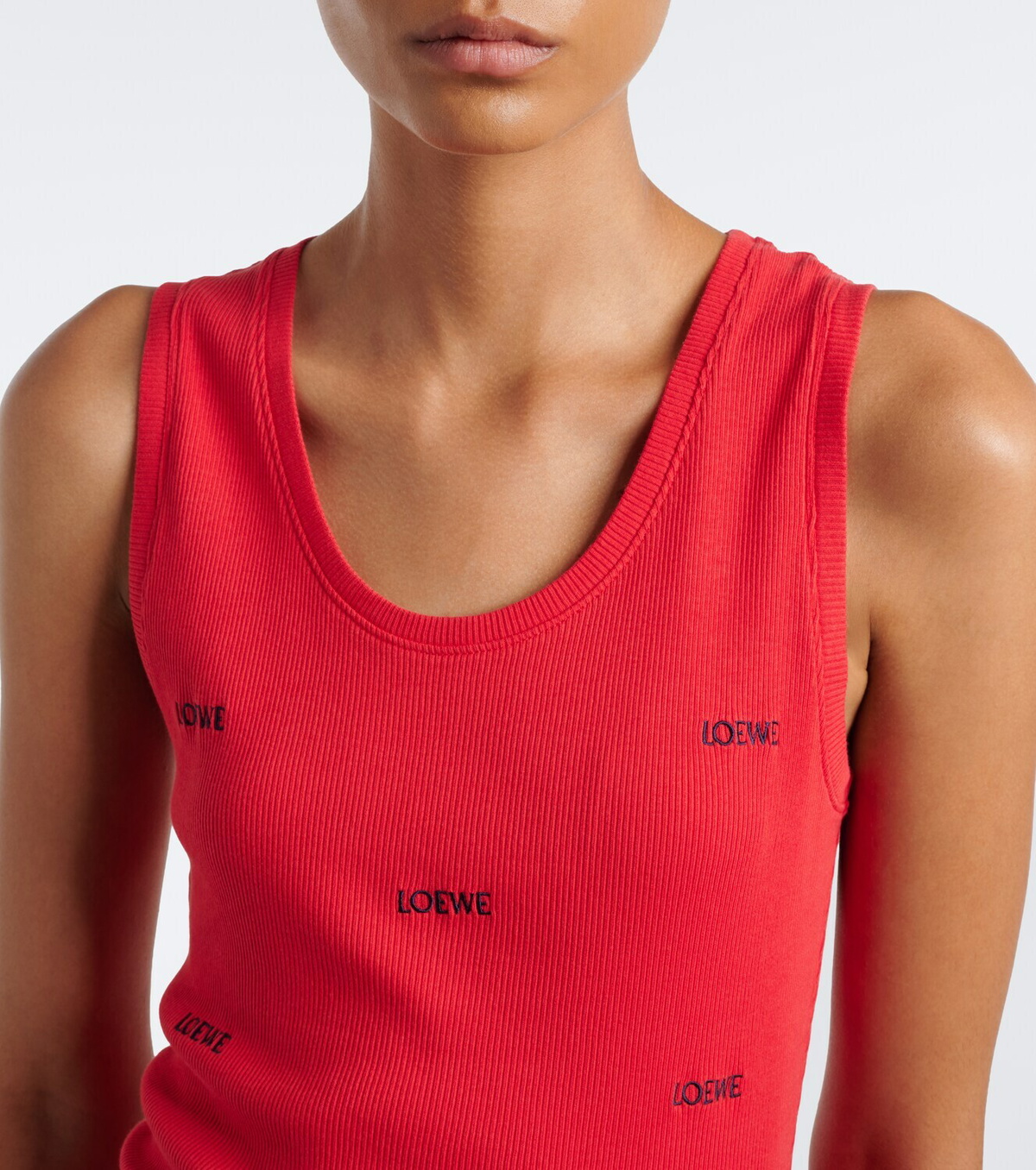 Loewe Logo ribbed-knit cotton-blend tank top