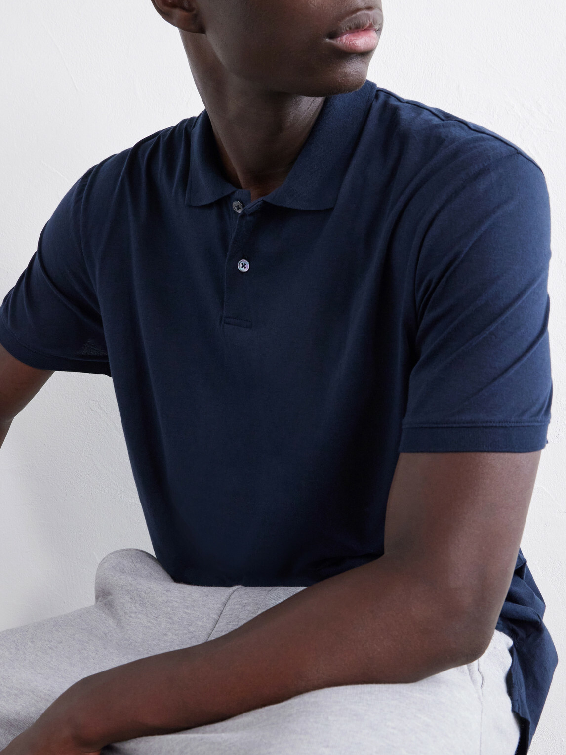 James Perse - Cotton-Jersey Polo Shirt - Blue