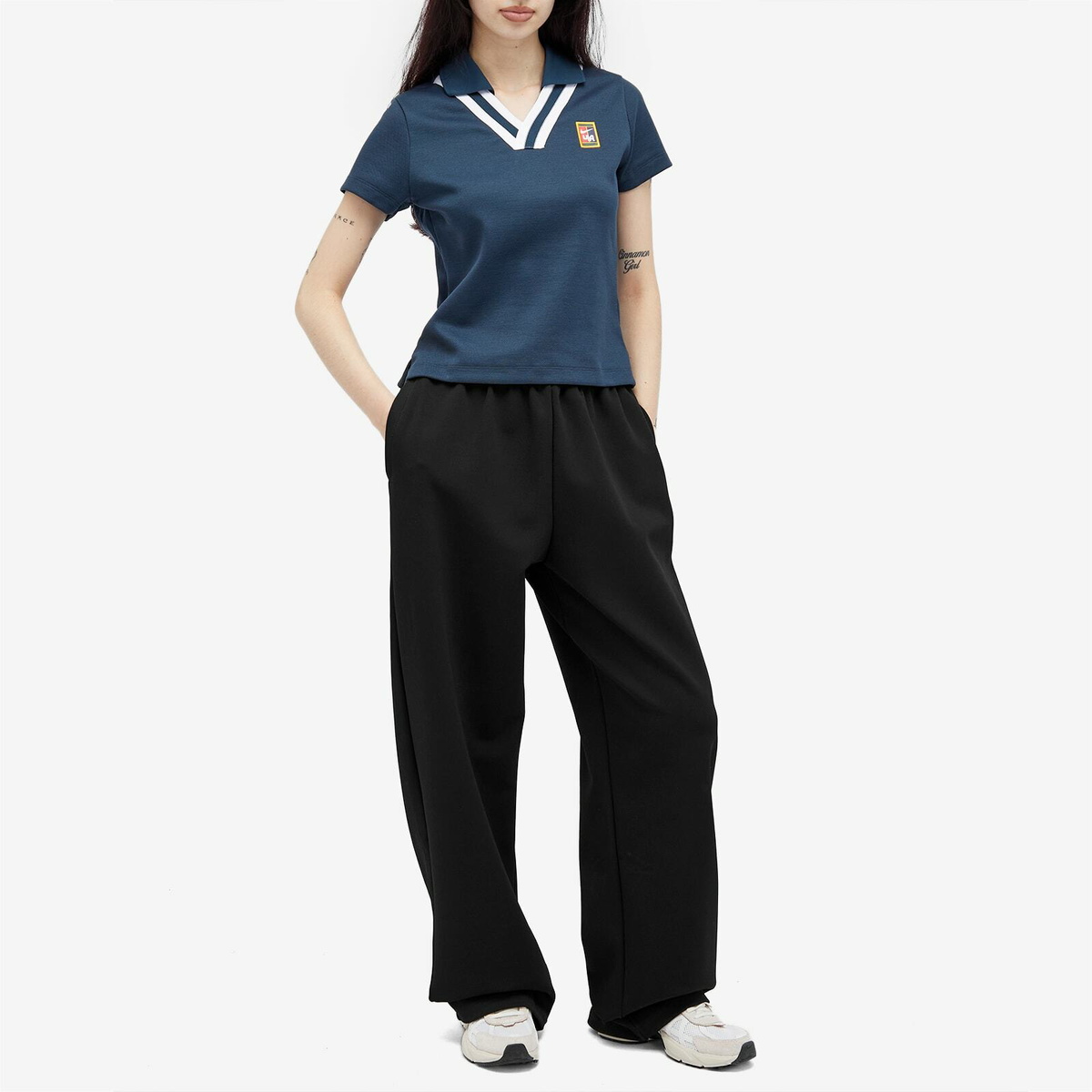 Nike Women's NSW Yoon Polo Top in Armory Navy/White