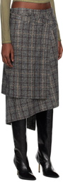 R13 Gray Wrap Midi Skirt