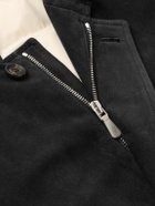 Eleventy - Slim-Fit Nehru-Collar Padded Suede Down Jacket - Black
