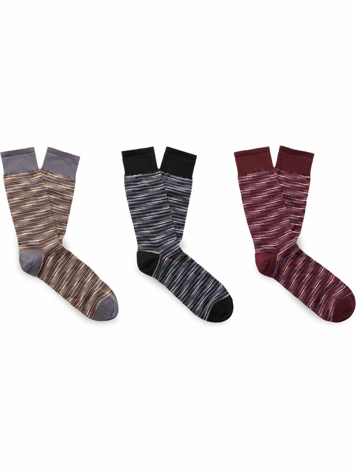 Missoni - Three-Pack Space-Dyed Crochet-Knit Cotton-Blend Socks - Multi