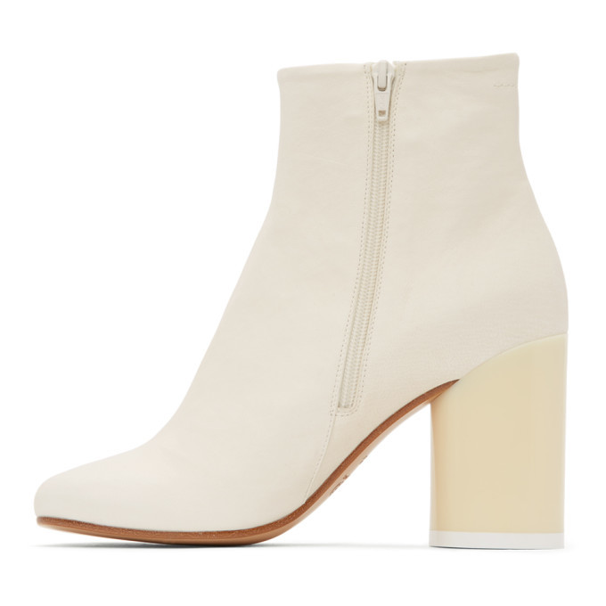 m*y様 【MM6】WHITE side ZIP ankle-BOOTS Anatomic faux leather ankle boots in white - MM 6 Maison Margiela