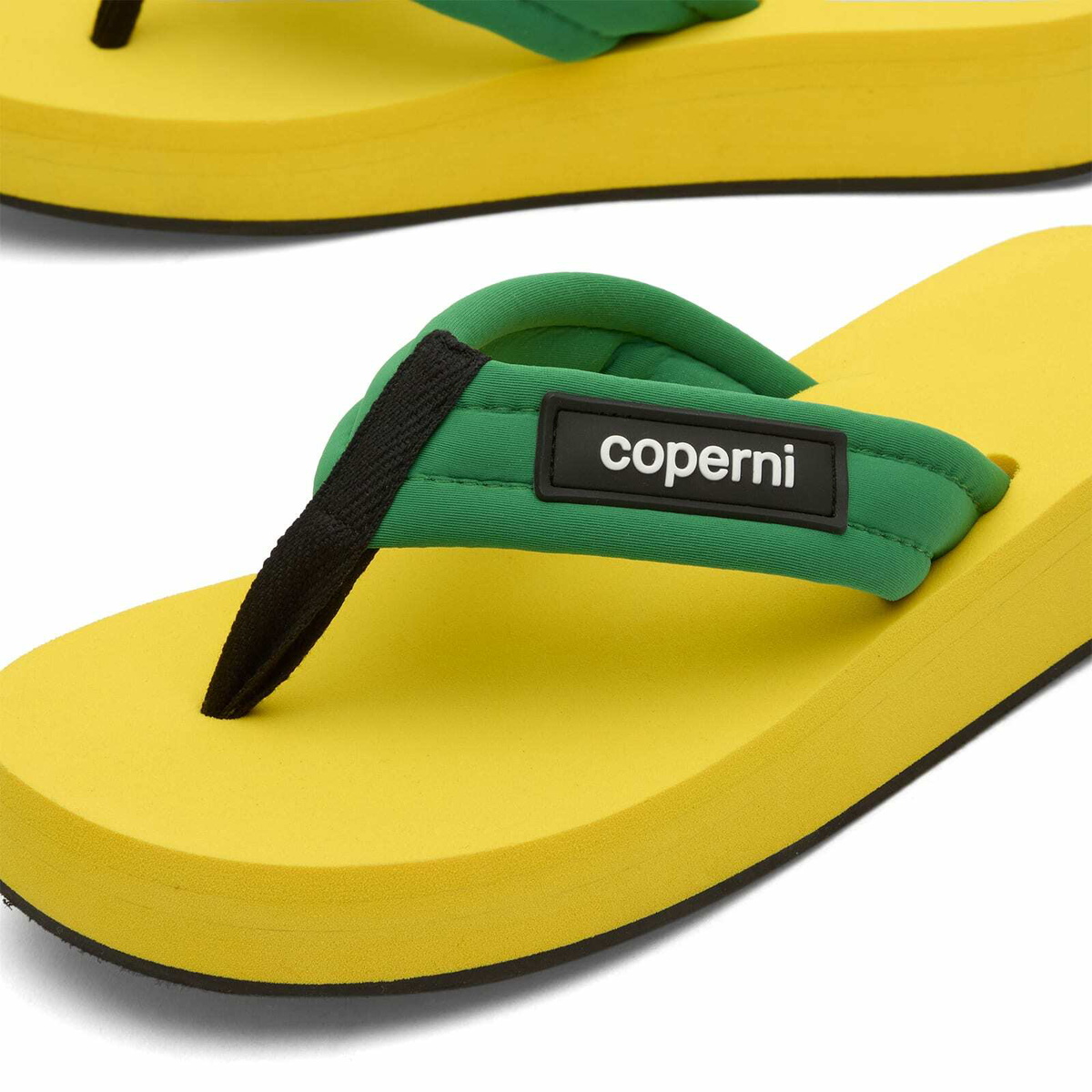 Coperni Women's FOAM FLIP FLOPS in Green-Yellow
