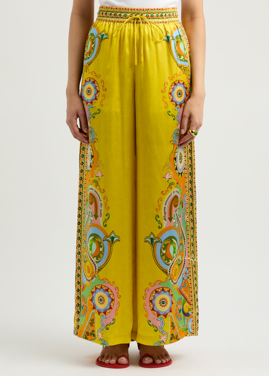 Alemais Pinball Printed Silk-satin Trousers Multicoloured