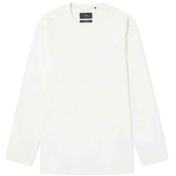Photo: Y-3 Men's Core Logo Long Sleeve T-Shirt in Off White