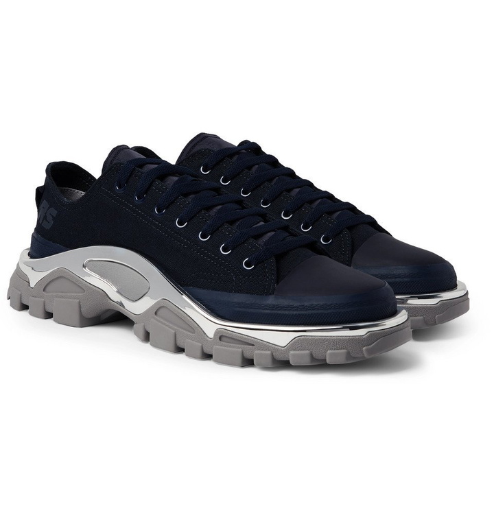 Photo: Raf Simons - adidas Originals Detroit Runner Rubber-Trimmed Canvas Sneakers - Men - Midnight blue