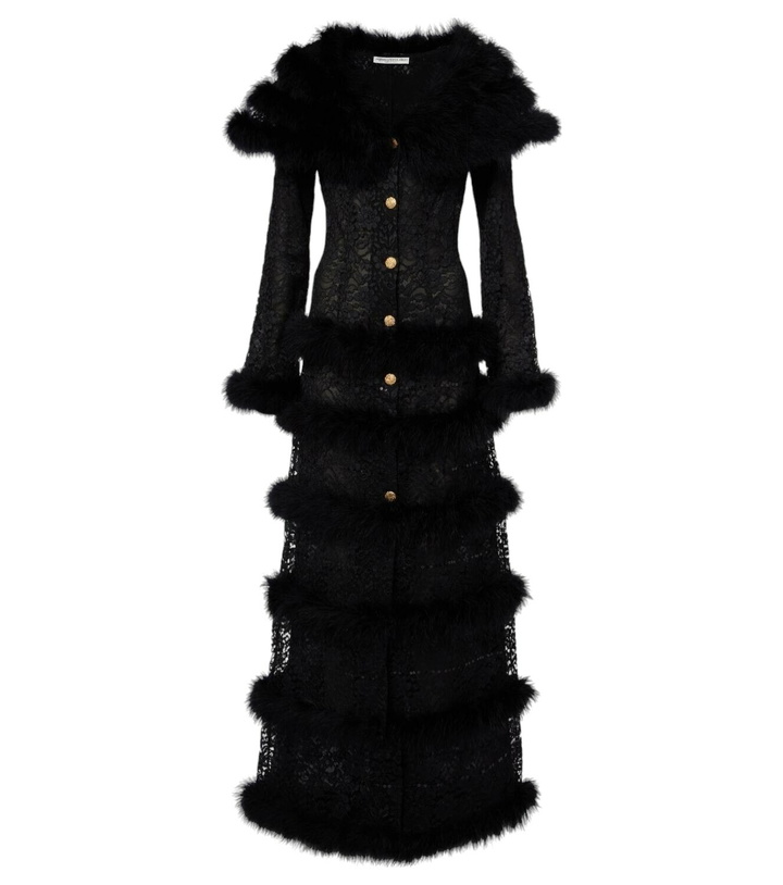 Photo: Alessandra Rich Feather-trimmed lace coat