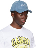 GANNI Blue Embroidered Denim Cap