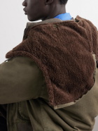 A.PRESSE - Hooded Plush-Trimmed Cotton-Canvas Bomber Jacket - Green