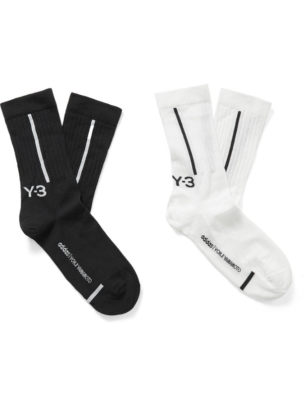 Photo: Y-3 - Two-Pack Logo-Jacquard Cotton-Blend Socks - Multi